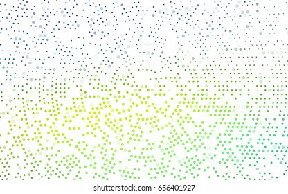 Dark Blue, Yellow vector modern geometrical circle abstract background. Dotted texture template. Geometric pattern in halftone style with gradient. 