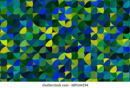 Dark Blue, Yellow vector modern geometrical circle abstract background. Dotted texture template. Geometric pattern in halftone style with gradient. 