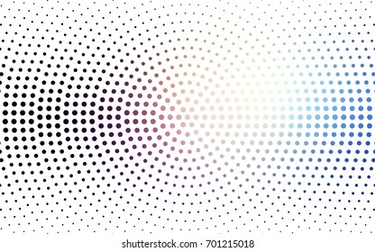Dark Blue, Yellow vector modern geometrical circle abstract background. Dotted texture template. Geometric pattern in halftone style with gradient. 