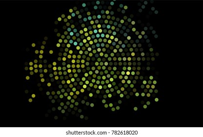 Dark Blue, Yellow vector modern geometrical circle abstract background. Dotted texture template. Geometric pattern in halftone style with gradient. 
