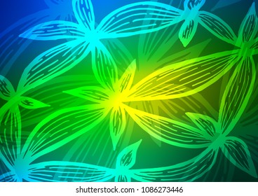 Dark Blue, Yellow vector natural abstract background. Glitter abstract illustration with doodles and Zen tangles. Hand painted design for web, leaflet, textile.