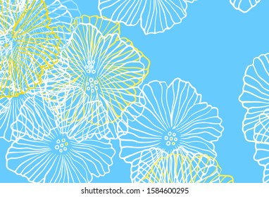 Dark Blue, Yellow vector natural background with leaves. Modern abstract illustration with flowers. Pattern for heads of websites, designs.