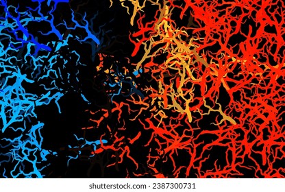 Azul oscuro, patrón natural vector amarillo con ramas, hojas. Ilustración de colores brillantes con hojas y ramas. Patrón colorido para los libros infantiles.