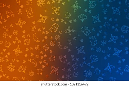 Dark Blue, Yellow vector pattern with fresh ingredients. Beautiful colored illustration with food in doodle style. Pattern for ads of breakfast, lunch, dinner.