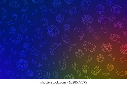 Dark Blue, Yellow vector pattern with fresh ingredients. Illustration with set of fresh food in doodle style. Template for meal cooking in kitchen.