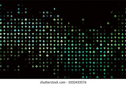 Dark Blue, Yellow vector pattern with symbol of cards. Colorful gradient with signs of hearts, spades, clubs, diamonds. Design for ad, poster, banner of gambling websites.