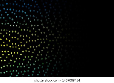 Dark Blue, Yellow vector pattern with symbol of cards. Shining illustration with hearts, spades, clubs, diamonds. Smart design for your business advert of casinos.