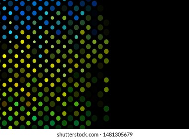Dark Blue, Yellow vector pattern with spheres. Blurred decorative design in abstract style with bubbles. Pattern of water, rain drops.