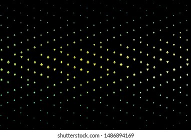 Dark Blue, Yellow Vector Pattern With Symbol Of Cards. Shining Illustration With Hearts, Spades, Clubs, Diamonds. Pattern For Ads Of Parties, Events In Vegas.