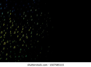 Dark Blue, Yellow vector pattern with music elements. Isolated colorful music keys on abstract background. Pattern for school ad, booklets.