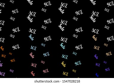Dark Blue, Yellow vector pattern with 30, 50, 90 percentage signs. Colored words of sales with gradient on white background. Pattern for ads, posters, banners of sales.