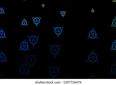Dark Blue, Yellow vector pattern with magic elements. Retro design in abstract style with witchcraft forms. Design for magic, spiritual events.