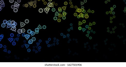 Dark Blue, Yellow vector pattern with magic elements. Abstract illustration with gothic gradient shapes. Best design halloween events.