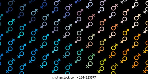Dark Blue, Yellow vector pattern with feminism elements. Colorful feminism symbols with a gradient in modern style. Elegant design for wallpapers.