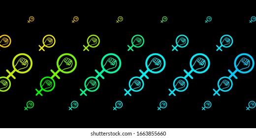 Dark Blue, Yellow vector pattern with feminism elements. Colorful feminism symbols with a gradient in modern style. Background for International Women’s Day.
