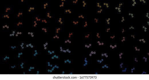 Dark Blue, Yellow vector pattern with magic elements. Colorful vintage illustration with gradient alchemy shapes. Simple design for occult depiction.