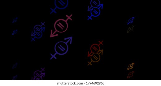 Dark Blue, Yellow vector pattern with feminism elements. Abstract illustration with a depiction of women's power. Simple design for your web site.
