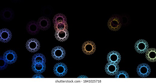 Dark blue, yellow vector pattern with coronavirus elements. Abstract illustration with biological gradient shapes. Simple design against epidemic information.