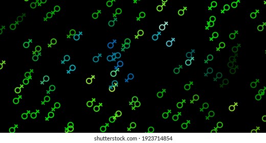 Dark Blue, Yellow vector pattern with feminism elements. Colorful illustration with gradient feminism shapes. Simple design for your web site.