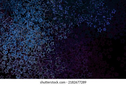 Dark Blue, Yellow vector pattern with christmas stars. Shining colored illustration with stars. Template for cosmic backgrounds.