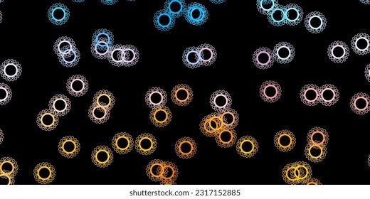 Patrón vectorial amarillo azul oscuro con elementos coronavirus. Diseño simple en estilo abstracto con formas de infección. Diseño simple contra la información epidémica.