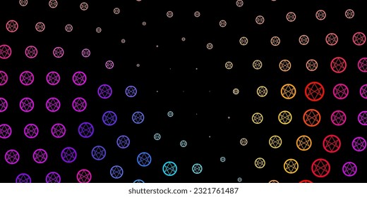 Dark Blue, Yellow vector pattern with magic elements. Colorful mystic symbols with a gradient in ancient style. Design for magic, spiritual events.