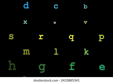 Dark blue, yellow vector pattern with ABC symbols. Abstract illustration with colored latin alphabet. The pattern can be used as ads, poster, banner for books.