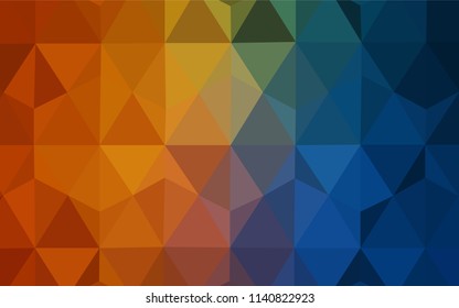 Dark Blue, Yellow vector polygon abstract background. Triangular geometric sample with gradient.  Brand new design for your business.