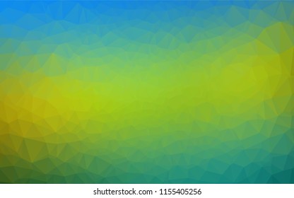 Dark Blue, Yellow vector polygon abstract background. Triangular geometric sample with gradient.  The best triangular design for your business.