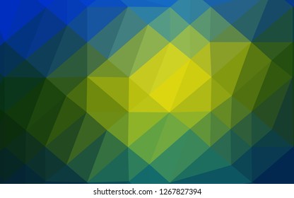 Dark Blue, Yellow vector polygon abstract layout. Triangular geometric sample with gradient.  Brand new style for your business design.
