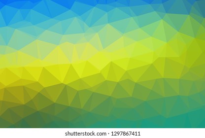 Dark Blue, Yellow vector polygon abstract background. Triangular geometric sample with gradient.  Completely new design for your business.