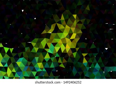 Dark Blue, Yellow vector polygon abstract backdrop. Modern geometrical abstract illustration with gradient. The best triangular design for your business.