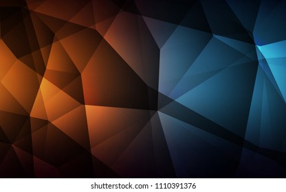 Dark Blue, Yellow vector polygonal pattern. Triangular geometric sample with gradient.  New template for your brand book.
