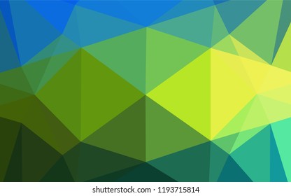 Dark Blue, Yellow vector polygonal background. Triangular geometric sample with gradient.  The best triangular design for your business.