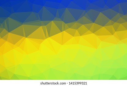 Dark Blue, Yellow vector polygonal pattern. Triangular geometric sample with gradient.  Textured pattern for background.
