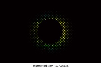 Dark Blue, Yellow vector red banner with set of circles, dots. Donuts Background. Creative Design Template. Technological halftone illustration.