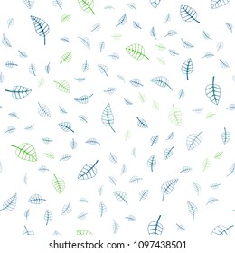 Dark Blue, Yellow vector seamless  abstract doodle wallpaper. Shining colored illustration with leaves in doodle style. Pattern for heads of websites and designs.