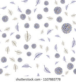 Dark Blue, Yellow vector seamless abstract backdrop with leaves and flowers. Colorful illustration in doodle style with leaves, flowers. Hand painted design for web, leaflet, textile.