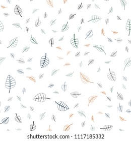 Dark Blue, Yellow vector seamless  natural elegant background. A vague abstract illustration with leaves in doodles style. Doodle design can be used for your web site.