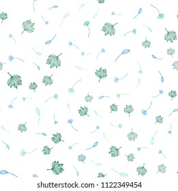 Dark Blue, Yellow vector seamless hand painted background. Glitter abstract illustration with doodles and leaves. Brand new design for your business.