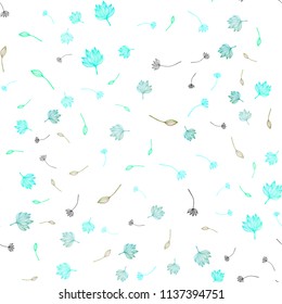 Dark Blue, Yellow vector seamless sketch texture. New colorful illustration in doodle style with leaves. Brand new style for your business design.