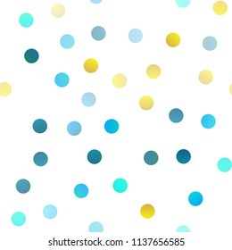 Dark Blue, Yellow vector seamless pattern with spheres. Illustration with set of shining colorful abstract circles. New design for ad, poster, banner of your website.