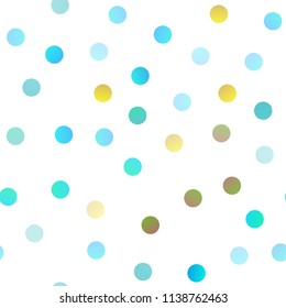 Dark Blue, Yellow vector seamless texture with disks. Blurred bubbles on abstract background with colorful gradient. The pattern can be used for aqua ad, booklets.