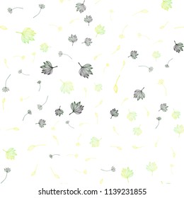 Dark Blue, Yellow vector seamless sketch pattern. Decorative illustration with leaves on abstract template. Hand painted design for web, leaflet, textile.