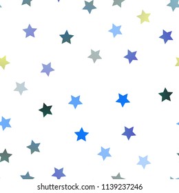 Dark Blue, Yellow vector seamless texture with beautiful stars. Decorative shining illustration with stars on abstract template. The pattern can be used for wrapping gifts.