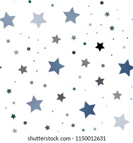 Dark Blue, Yellow vector seamless texture with beautiful stars. Stars on blurred abstract background with gradient. Best design for your ad, poster, banner.