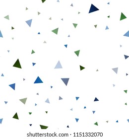 Dark Blue, Yellow vector seamless backdrop with lines, triangles. Beautiful illustration with triangles in nature style. Best design for your ad, poster, banner.