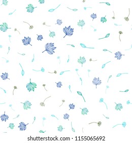 Dark Blue, Yellow vector seamless sketch backdrop. Creative illustration in blurred style with leaves. Brand new style for your business design.