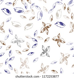 Dark Blue, Yellow vector seamless doodle layout with leaves. Sketchy doodles with leaves on blurred background. Pattern for design of fabric, wallpapers.