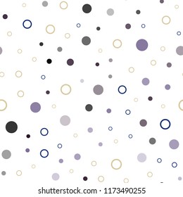 Dark Blue, Yellow vector seamless layout with circle shapes. Glitter abstract illustration with blurred drops of rain. Pattern for design of window blinds, curtains.
